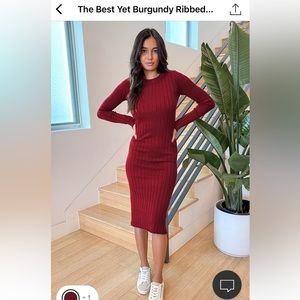 Lulus Red Sweater Midi Dress
